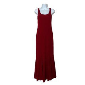 Vintage Bebe Women's Red Sleeveless Sheer Fit & Flare Maxi Flowy Evening Dress S